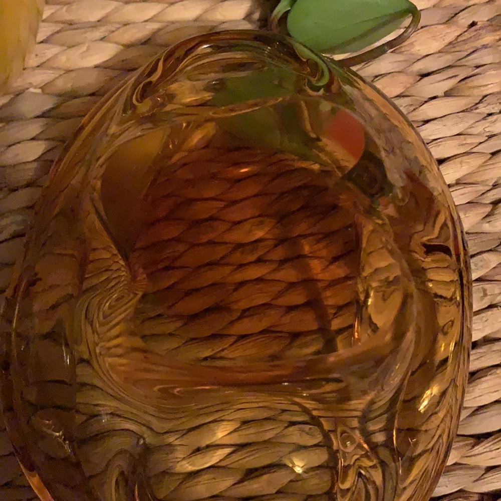 Vintage amber colored slump art glass dish / ashtray - Picture 6 of 6